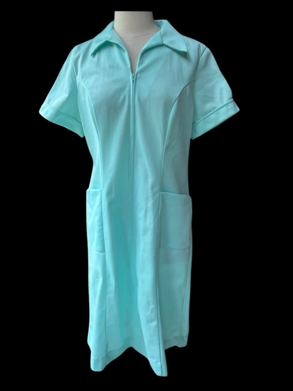 1970s Bressler Brothers Polyester Dobby Raffiria Nurse/Waitress‎ Dress